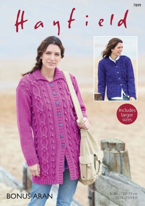 Long Jacket and Cardigan in Hayfield Bonus Aran - 7899 - Downloadable PDF