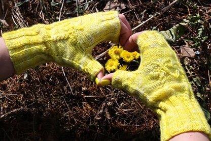 Brimstone Butterfly Fingerless Mitts