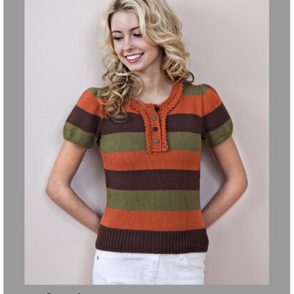Striped Button Neck Top in Twilleys Freedom Sincere - 9145