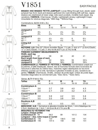 Vogue Misses' and Misses' Petite Jumpsuit V1851 - Sewing Pattern