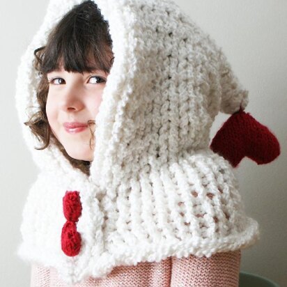 Chunky Heart Hood (hat022) - knitting pattern