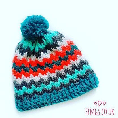 Spike Stitch Beanie Crochet Bobble Hat