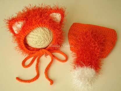 Fox Baby Bonnet and Diaper Cover