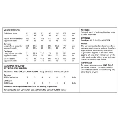 Sweater and Cardigan in King Cole Flair Chunky - 6384 - Leaflet