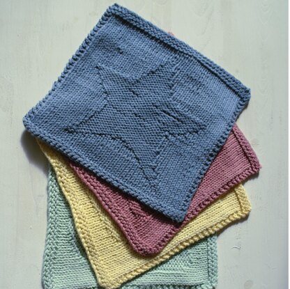 Star knit purl face cloth square