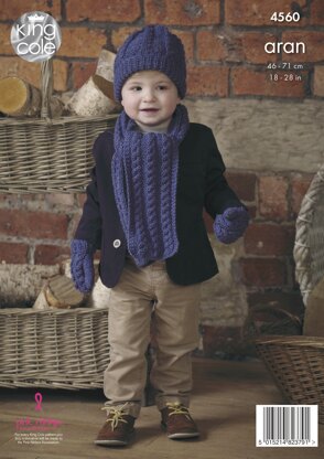 Cape, Scarf, Hat & Mittens in King Cole Fashion Aran 4560 - PDF