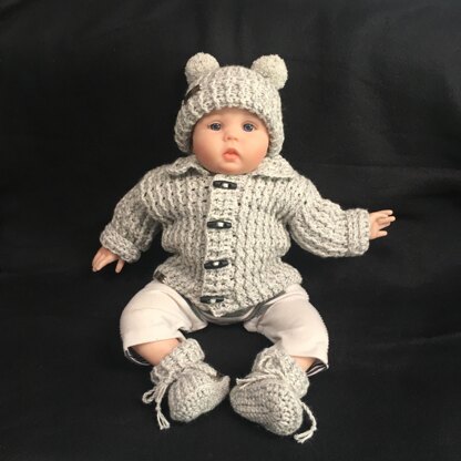 Theo Cardigan Hat and Booties Set Newborn - 10 Years