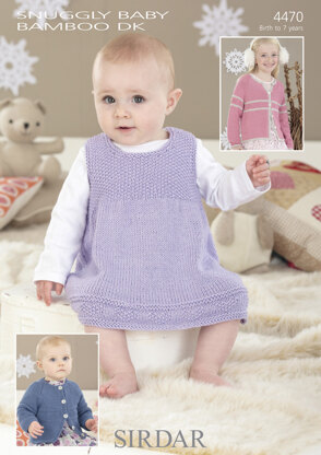 Cardigans & Pinafore in Sirdar Snuggly Baby Bamboo DK - 4470