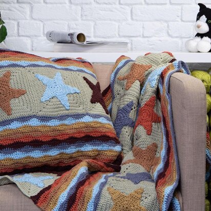 Starfish in the waves blanket and cushion set