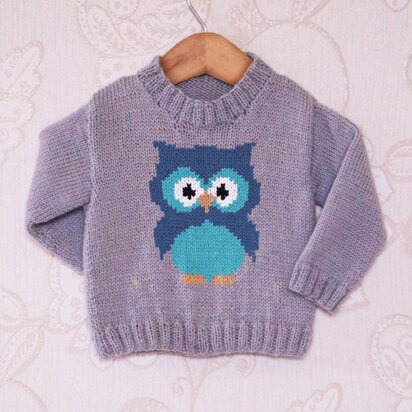 Intarsia - Little Owl Chart - Childrens Sweater