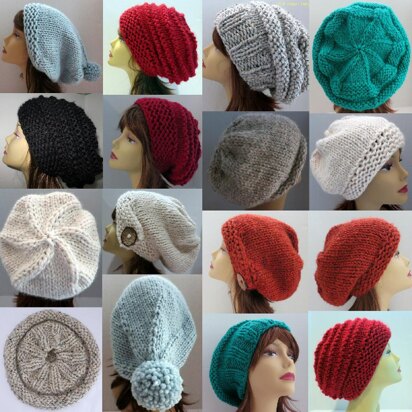Slouch Hats with Interchangeable Sections - knitting pattern