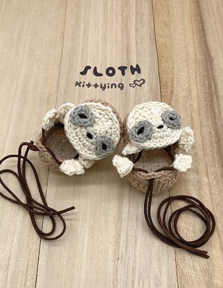 Sloth Preemie / Doll Shoes Tie Sandals by Kittying