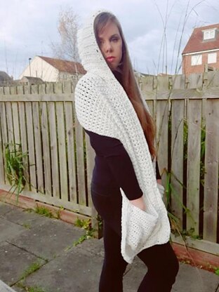 Crochet Hooded Pocket Shawl Pattern