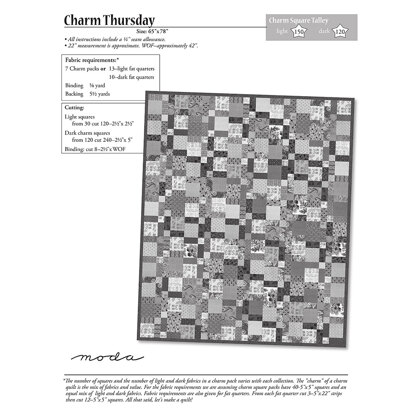 Moda Fabrics Charm Thursday Quilt - Downloadable PDF