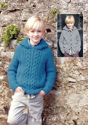 Hooded Sweater and Cardigan in Hayfield Bonus Aran with Wool - 2424 - Downloadable PDF