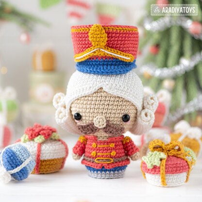 7-in-1 nutcracker crochet pattern Christmas decor amigurumi tutorial rocking horse DIY ornament Christmas tree digital PDF file by AradiyaToys (Olka Novytska)