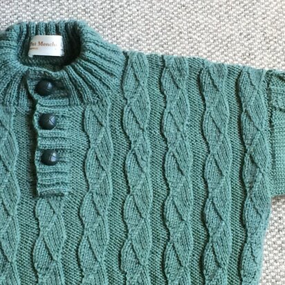 Ribbed Sweater with Button Neck