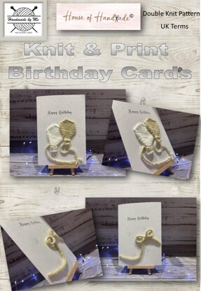 Knit and Print Birthday Balloon’s Bows Knitting Pattern Make Your Own Card PDF Instant Download