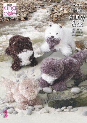 Otters in King Cole Tinsel Chunky & King Cole Dollymix DK/Pricewise DK - 9078pdf - Downloadable PDF