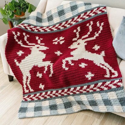 Prancing Deer Crochet Blanket