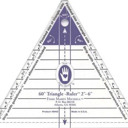 Marti Michell Ruler Small 60-degree Triangle 2in - 6in Quilting Template