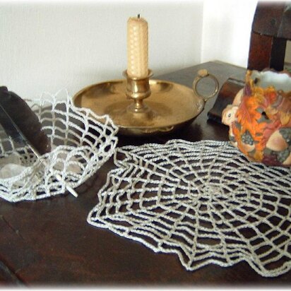 Spider's web doily and bowl