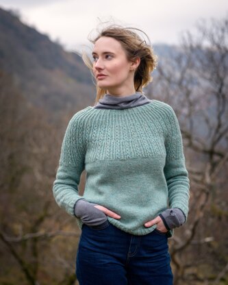 Deep Moss Pot Pullover in The Fibre Co. Lore - Downloadable PDF