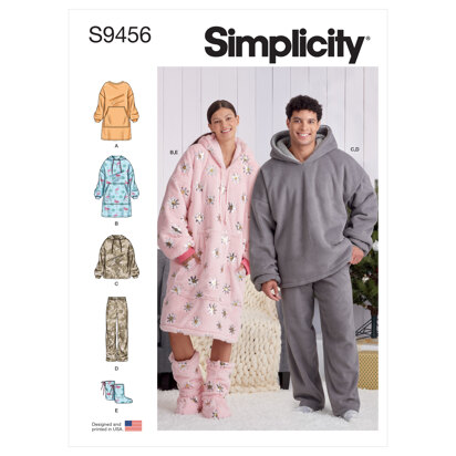 Simplicity Unisex Oversized Hoodies, Pants and Booties S9456 - Paper Pattern, Size XS-S-M-L-XL