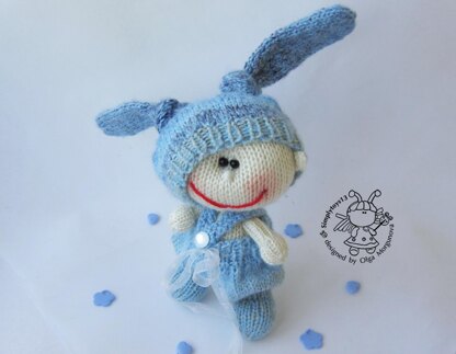 Pebble doll blue Bunny