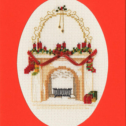 Bothy Threads Christmas Card - Fireplace  Cross Stitch Kit - 9 x 13cm
