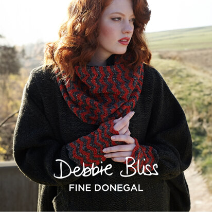 Aisling -  Cowl & Handwarmers Knitting Pattern for Women in Debbie Bliss Fine Donegal