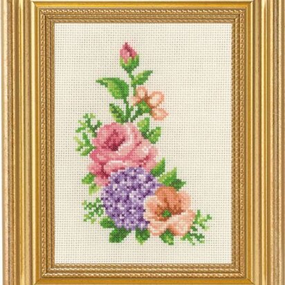 Permin Rose & Hydrangea Cross Stitch Kit - 14 x 19 cm