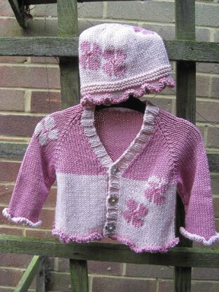 Flower Baby's Cardigan and Hat