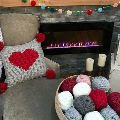 Valentine's Pompom Heart Pillow