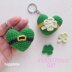 Heart lucky charms St Patricks day crochet pattern, St Patricks Day decor, amigurumi green hearLeprechaun good luck keychain mini clover