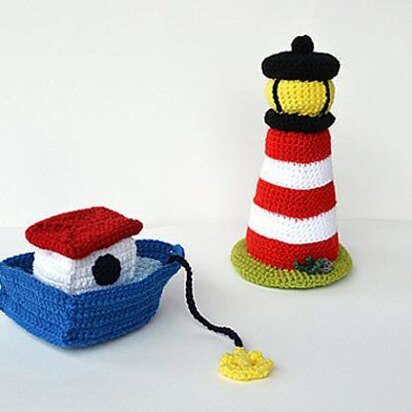 Boat and Lighthouse Crochet Pattern, Boat Amigurumi, Boat Crochet Pattern, Lighthouse Amigurumi