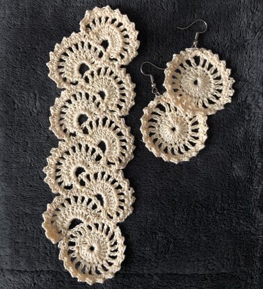 Lace Crochet Bracelet and earring set