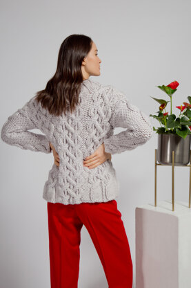 Nikka Cable Jumper - Sweater Knitting Pattern For Women in MillaMia Naturally Soft Super Chunky by MillaMia