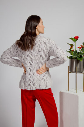 Nikka Cable Jumper - Jumper Knitting Pattern For Women in MillaMia Naturally Soft Super Chunky by MillaMia