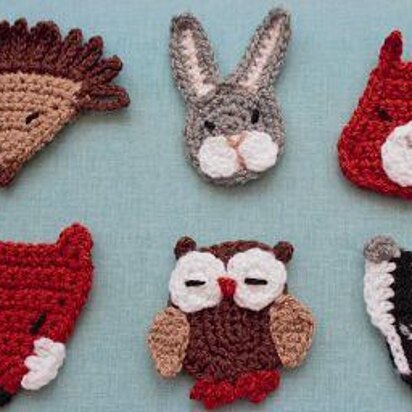 Crochet applique owl fox and forest animals