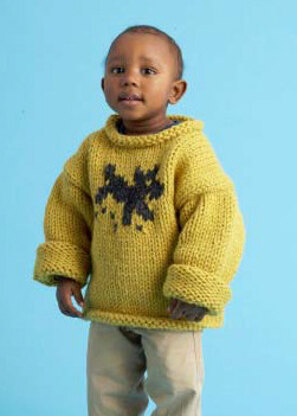 Child's Dog Motif Pullover in Lion Brand Wool-Ease Thick & Quick - 70554AD