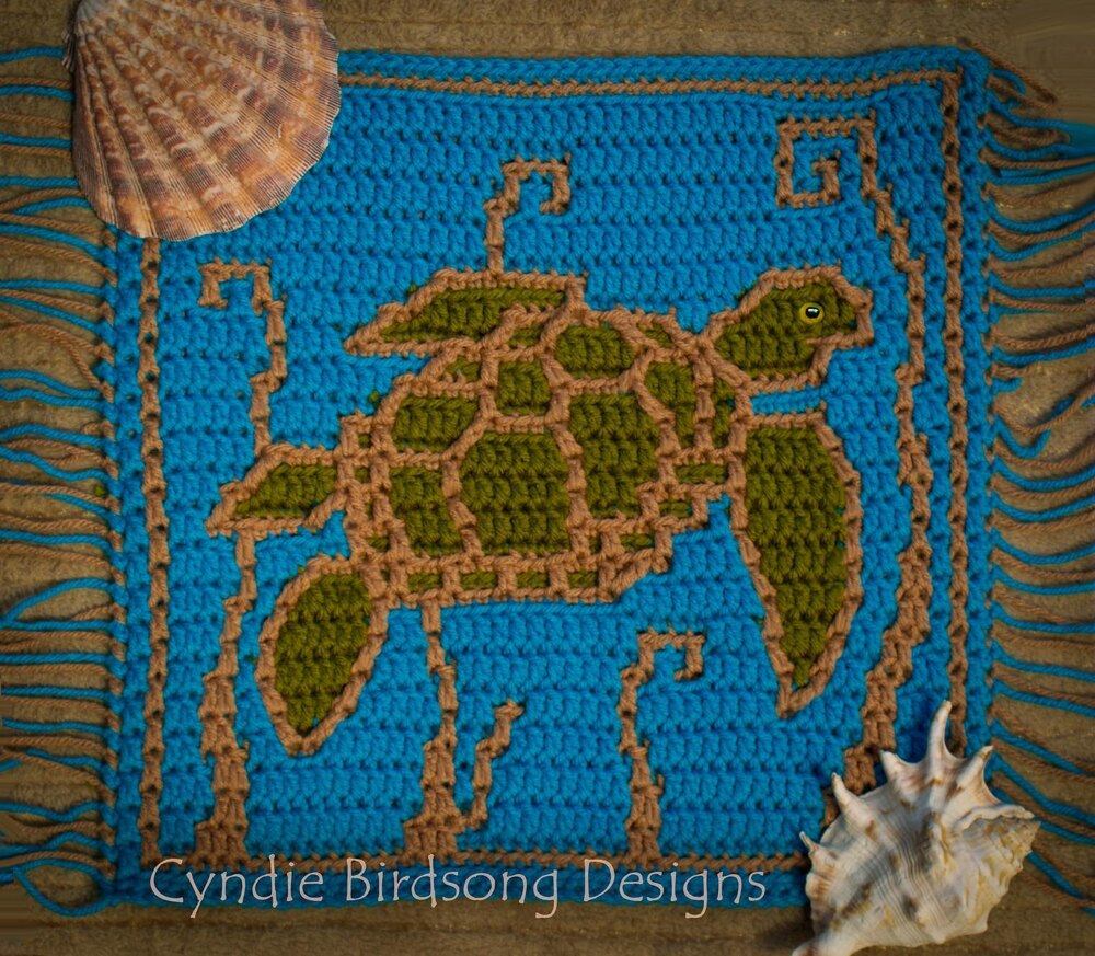 Awesome Ocean Mosaic Square: Sea Turtle Crochet pattern by Cyndie