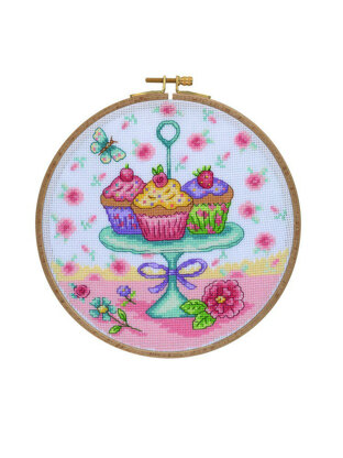 Creative World of Crafts Pretty Cupcakes Cross Stitch Kit (18.5cm)