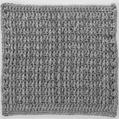 Front Post Treble Crochet Square for Checkerboard Textures Throw in Red Heart Soft Heathers - LW4132-3