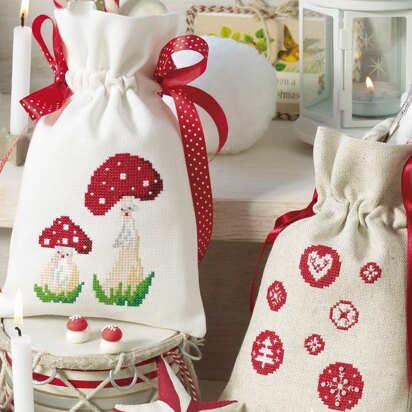 Enchanting Christmas - Toadstool Pair and Circle Sack in Anchor - Downloadable PDF