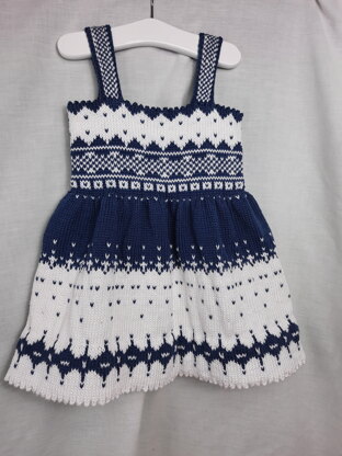 Blue and white patterned dress