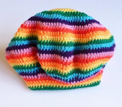 Crochet Baby Beret Beanie Hat Rainbow Beret