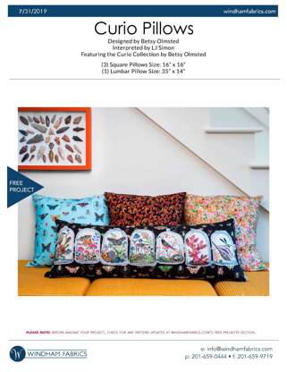 Windham Fabrics Curio Pillows - Downloadable PDF