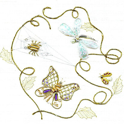 Rajmahal Goldwork Insects Printed Embroidery Kit - 12 x 14cm