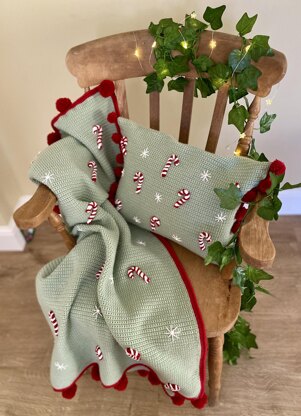 Candy Cane Christmas blanket and matching cushion